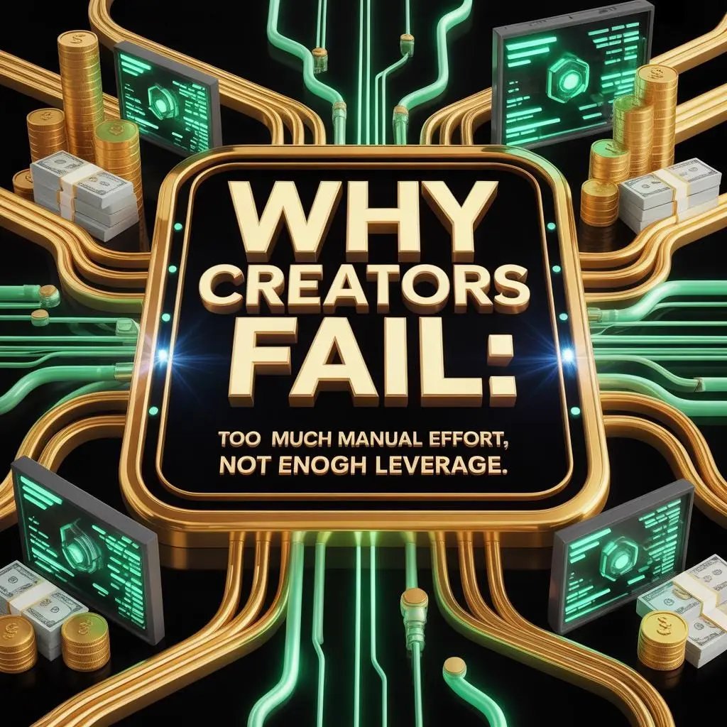 Why creators fail: Too much manual effort and not enough leverage. AI Content System - Faceless Content & Passive Income